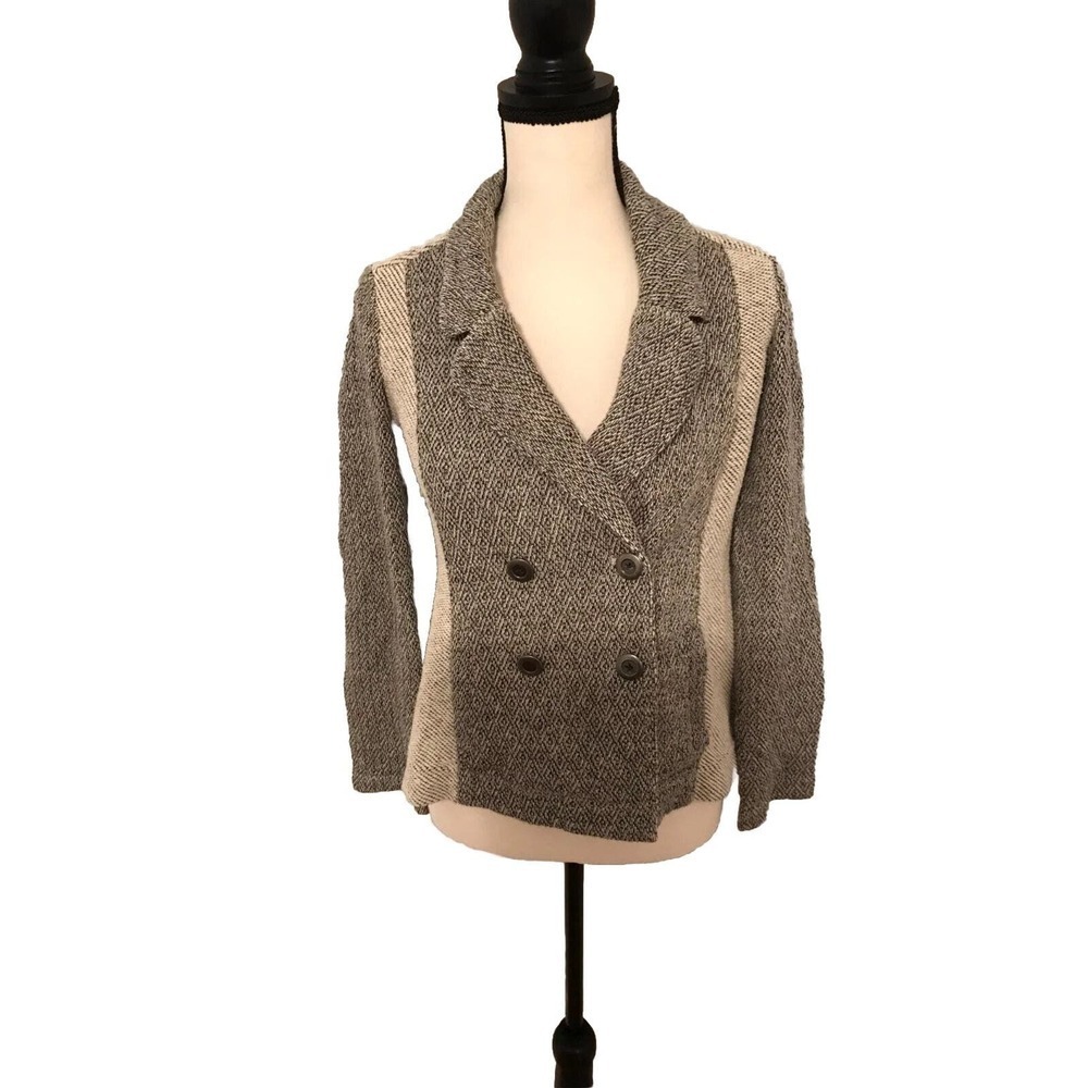 Anthropologie Saturday Sunday Milica Blazer XS Tweed Knit Double Breasted - Picture 2 of 9
